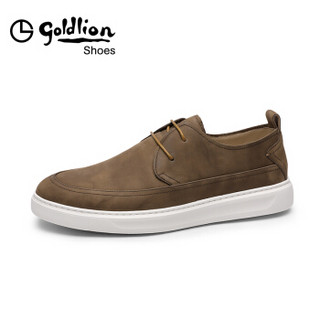金利来（goldlion）男鞋时尚系带鞋轻质耐磨舒适休闲鞋50801020846A-卡其色-43码