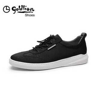 金利来（goldlion）男鞋时尚布鞋轻便耐磨系带休闲板鞋52201028201A-黑色-39码