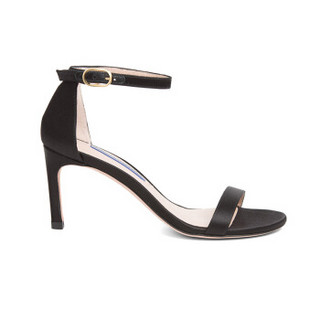 STUART WEITZMAN 斯图尔特·韦茨曼 SW 女士黑色织物高跟鞋 NUNAKEDSTRAIGHT 60 BLACK SATIN 38