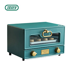 Toffy 电烤箱 日本网红复古烤箱 12L多功能家用烘焙蒸箱烤箱一体机旋钮加热迷你全自动蒸汽小烤箱K-TS2 复古绿