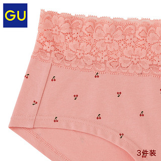 GU极优女装低腰内裤(3件装)2020新款柔软蕾丝少女三角裤女321173