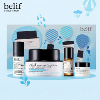 belif 水分膨润啫喱霜50ml+belif 保湿水润精华10ml+belif 调理精华露10ml+belif 活力生机眼霜5ml