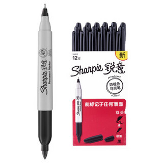 Sharpie 锐意 双头防褪色马克笔 12支/盒 黑色