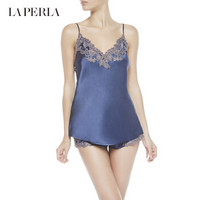 LA PERLA奢侈品女装MAISON经典系列手工刺绣真丝绸缎吊带睡衣上装 0261深蓝色（升级版） 0/XS