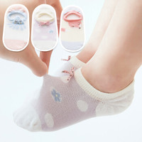 馨颂儿童袜子女童精梳棉手工对目船袜三双装套装  萌趣动物 14-16(S)(3-5岁)