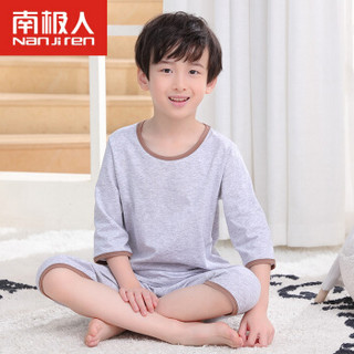 南极人 Nanjiren 男童睡衣儿童睡衣夏季大童小孩纯棉短袖短裤家居服套装 灰色 120