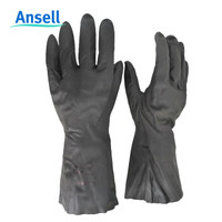 安思尔(Ansell)29-865 氯丁橡胶防化手套 耐酸碱工业手套 绒面衬里 长33cm 8码 12副/包