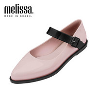 Melissa梅丽莎Mary Jane复古尖头平底单鞋女鞋果冻鞋32333 粉色/黑色 39