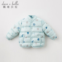 davebella戴维贝拉冬装新品男女童90绒保暖羽绒服 宝宝羽绒衣DB8888-A 绿底印花 120cm(6Y(建议身高110-120cm))