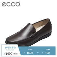 ECCO爱步休闲男鞋 简约耐磨套脚鞋牛皮豆豆鞋  达斯莫克570104 咖啡色57010401192 41