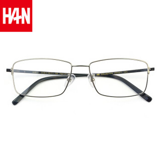 汉（HAN）防辐射近视眼镜男女款 防蓝光电脑护目眼镜纯钛光学框架 43011 枪色 配依视路1.56钻晶A4镜片(0-600度)
