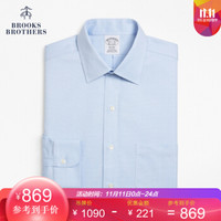 Brooks Brothers/布克兄弟男士免烫纯色长袖正装衬衫1000064204 4003-蓝色 17/35