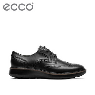 ECCO爱步商务正装鞋布洛克男鞋缓震时尚拷花男士皮鞋 拉夏600824 17AW600824 黑色 40