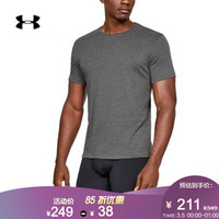 安德玛官方 UA Cotton 男子 圆领运动内衣—2件套 Under Armour-1327428 灰色011 XL