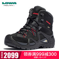 LOWA 德国 登山鞋作战靴户外防水徒步鞋ZEPHYR GTX TF进口女款中帮 L320585 黑色/红色 36.5