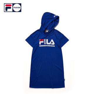 FILA FUSION系列 斐乐 女子连衣裙 2019夏季新品宽松连帽针织连衣裙 稠蓝-BU（宽松版型 建议拍小一码） 160/80A/S