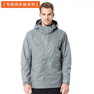 THE FIRST OUTDOOR 男女装三合一两件套冲锋衣防水时尚商务情侣款登山服外套 男款浅灰 XXL