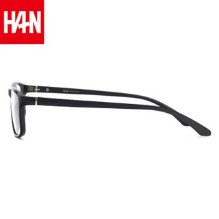 汉（HAN）眼镜框近视眼镜男女款 防辐射护目镜近视光学眼镜框架 49175 亮黑色 配1.60非球面变灰色镜片(0-800度)