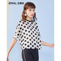 ERAL 艾莱依 夏季圆领套头雪纺衫女圆点短款百搭潮40596-FXAE 本白色 160/84A/M