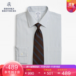 Brooks Brothers/布克兄弟男士免烫长袖印花衬衫休闲通勤商务 4000-淡蓝色 15/H/3