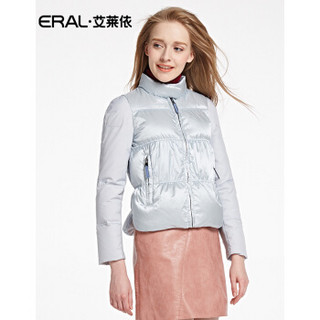 艾莱依新款韩版修身立领羽绒服女加厚短款长袖ERAL12007 迷雾灰 160/84A/M