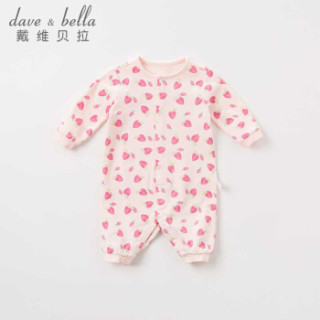 davebella戴维贝拉秋冬新款男女童印花连体衣 新生儿宝宝长爬哈衣 草莓印花 59cm(6M(建议身高59CM))