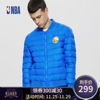 转VIP！！！NBA 勇士队蓝色轻薄运动羽绒服 L