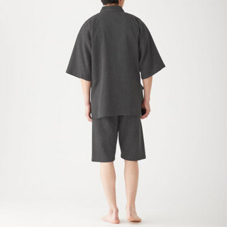 无印良品 MUJI 男式 华夫格编织 和服式夏季短装 炭灰色 XL