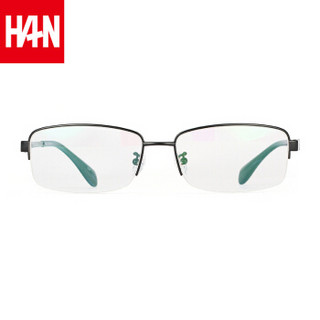 汉（HAN）近视眼镜框架男女款 纯钛商务防辐射光学眼镜 J81551 经典纯黑 配依视路1.60钻晶A4镜片(0-800度)