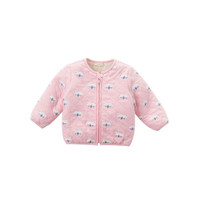 davebella戴维贝拉冬装新品女童夹棉保暖印花棉衣棒球服棉服夹克  DB4273-H 粉色狐狸 90cm(3T(建议身高80-90cm))