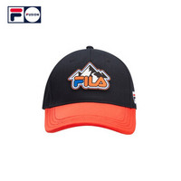FILA FUSION 斐乐棒球帽 2019冬季新款撞色潮流图案拼贴男女帽子 黑色-BK XS