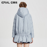 ERAL/艾莱依抽褶印花羽绒服女中长款修身显瘦甜美外套ERAL16329-FDAC 浅蓝色 160/84A/M