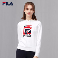 FILA 斐乐官方 女子连帽卫衣 2019秋季新款运动休闲套头衫女上装 标准白-WT 155/76A/XS