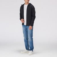 無印良品 MUJI 男式 棉混双层编织 不易沾水连帽衫 黑色 XL
