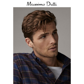 Massimo Dutti 00113014401 男士修身款斜纹布格纹衬衫