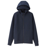 無印良品 MUJI 無印良品 男式 棉混双重编织 不易沾水连帽衫 深海军蓝 S