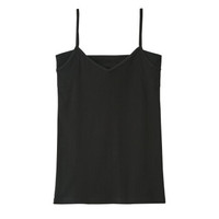 无印良品 無印良品 MUJI 女式 棉质凉爽 带吸汗衬垫 吊带衫 黑色 XS