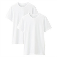 无印良品 MUJI 男式 无侧缝天竺编织 圆领短袖T恤 2件装 白色 XS
