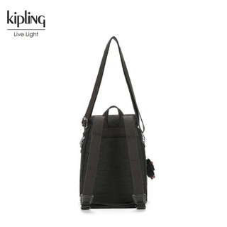 Kipling女款大容量帆布轻便斜跨手提双肩背休闲双肩包|CARAF 黑色