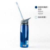 驼峰（CAMELBAK） 美国 双层隔温户外运动水壶 便携塑料吸管杯冰球杯子吸管水杯 可配加长吸管 蓝色+加长吸管