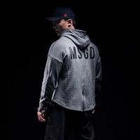 MSGD 运动卫衣 春季健身加绒连帽套头长袖上衣宽松保暖透气帽衫 冰川灰 L(现货开售)