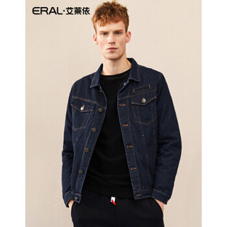 ERAL/艾莱依2018新款牛仔刺绣羽绒服休闲时尚外套男 冰雪蓝 180/100A/XL