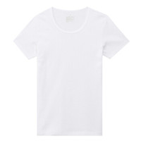 無印良品 MUJI 無印良品 女式 棉罗纹编织圆领短袖T恤 蓝色 XS