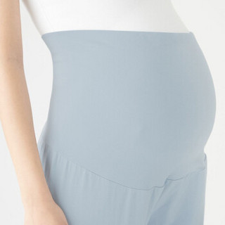 无印良品 MUJI 孕妇 无侧缝泡泡纱 便于哺乳短袖睡衣 浅蓝色X条纹 M-L