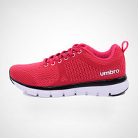 茵宝Umbro跑步鞋女子新款透气轻质时尚运动鞋 UCB90708-02梅红+白 39