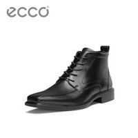 ECCO爱步英伦风商务正装方头皮鞋男士秋冬高帮鞋短靴 明斯620234 黑色62023401001 41
