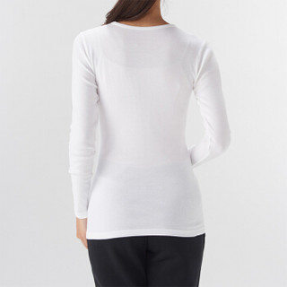 无印良品 MUJI 女式 棉羊毛双罗纹保暖 圆领长袖T恤 米白色 XL