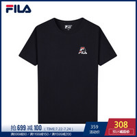 FILA 斐乐官方 男子短袖T恤 2019夏季新款运动休闲LOGO宽松短袖衫 传奇蓝-NV 175/96A/L