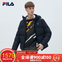 FILA 斐乐官方 男子羽绒服 2019冬季新款针织运动羽绒服男 深黑-BK 165/88A/S