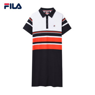 FILA （斐乐）Cross Over  系列连衣裙 2019夏季 运动休闲撞色针织连衣裙（修身版） 传奇蓝-NV 165/84A/M